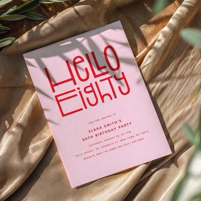Convite HELLO OITAVELMENTE 80 moderno Aniversário (Criador carregado)