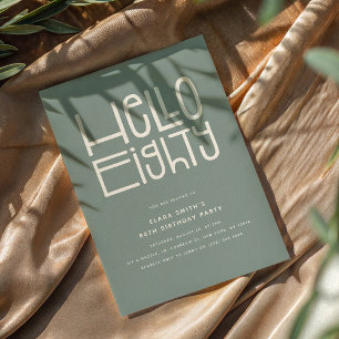 Convite HELLO OITAVELMENTE 80 moderno Aniversário