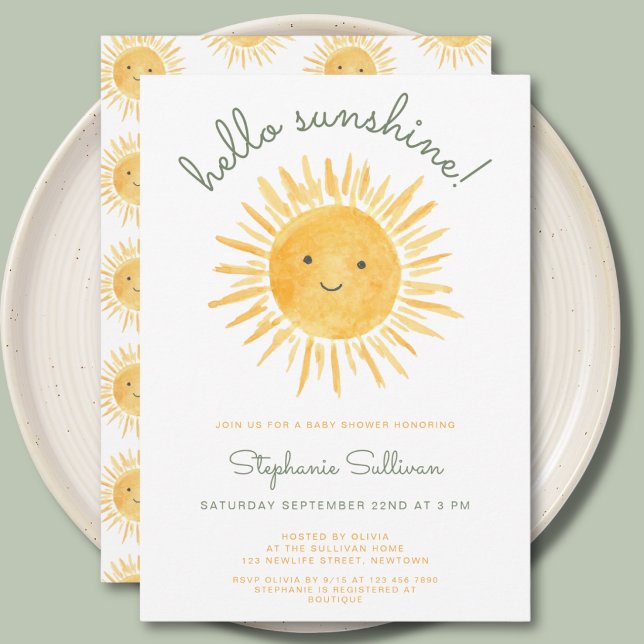 Convite Hello Sunshine Baby Shower  (Criador carregado)