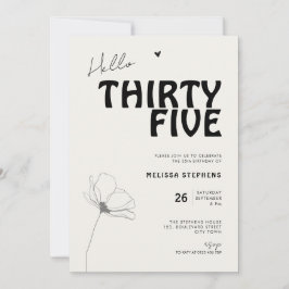 Convite Hello Thirty Five Bold Typography 35th Birthday