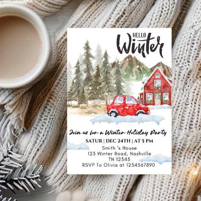 Convite Hello Winter Holiday party -Snowflake Winter Party (Criador carregado)