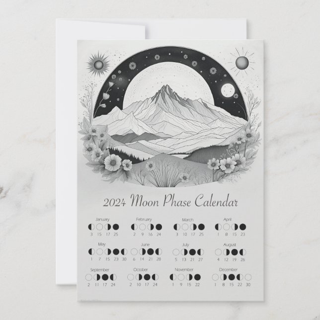Convite Hemisfério Sul do Ciclo da Lua da Fase Lunar 2024 (Frente)