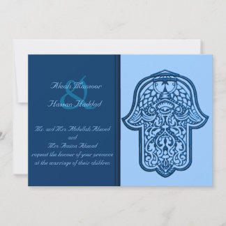 Convite Henna Hand of Hamsa (Blue) (Casamento)