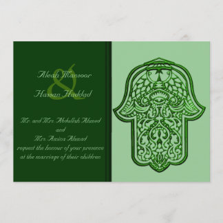 Convite Henna Hand of Hamsa (Green) (Casamento)