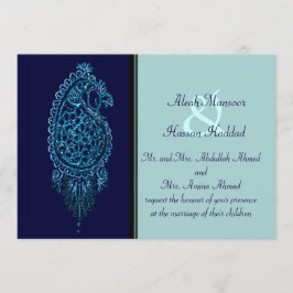 Convite Henna Peacock (Casamento) (Azul)