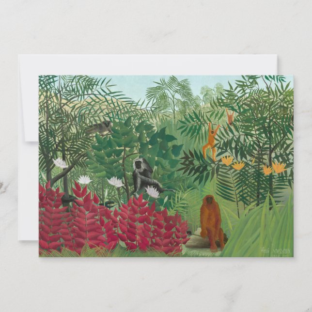 Convite Henri Rousseau - Floresta Tropical com Macacos (Frente)