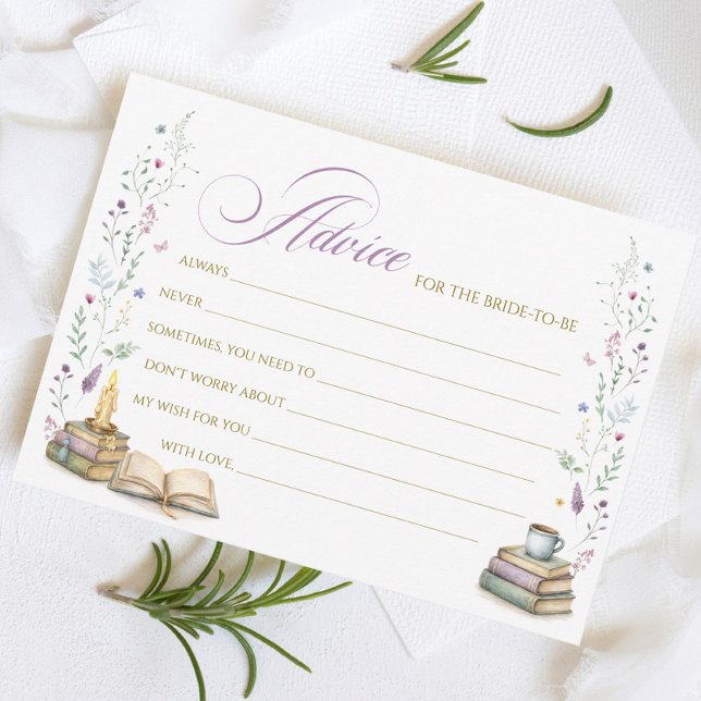 Convite Her Next Chapter Bridal Shower Advice Card (Criador carregado)