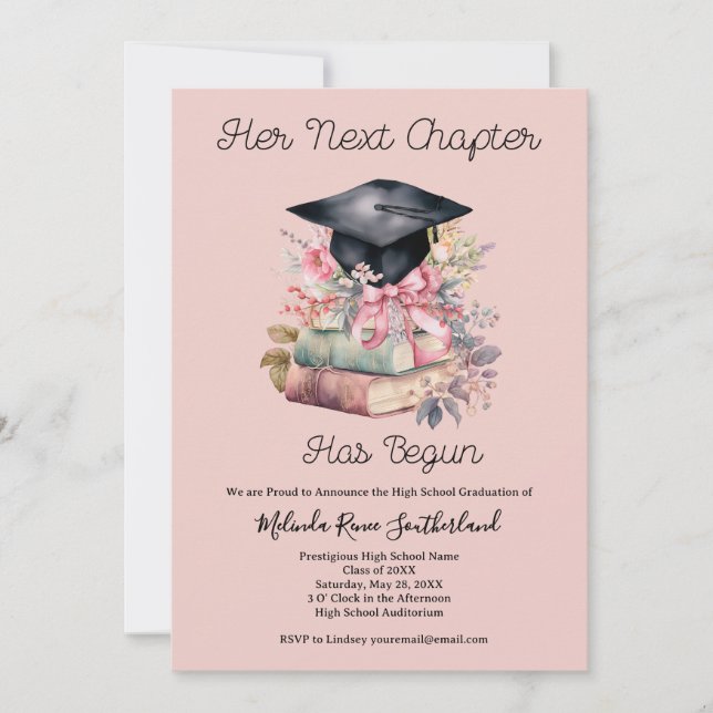 Convite Her Next Chapter Graduation Announcement (Frente)