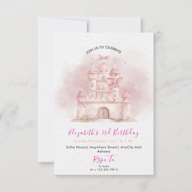 Convite Her Royal Highness Princess Birthday Party Invite (Frente)