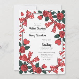 Convite Herança Casamento Retro Rockabilly Rosa Vermelha