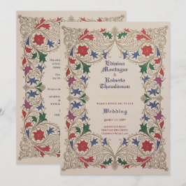 Convite Herança Floral Medieval Casamento Roxo Vermelho Do