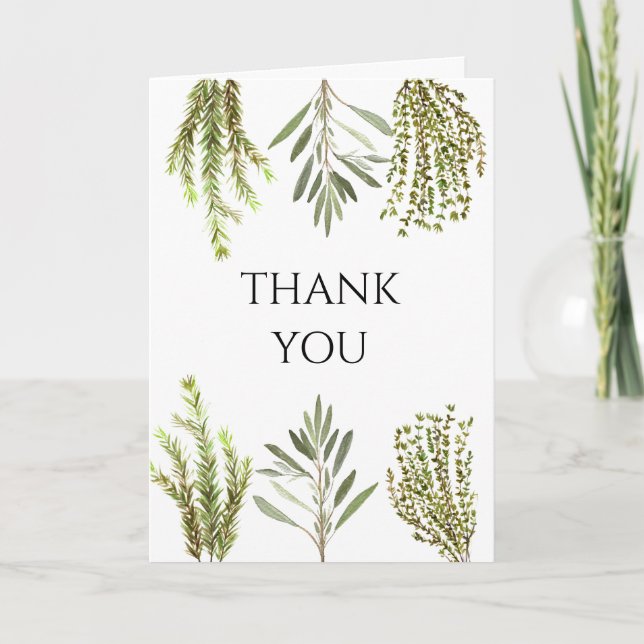 Convite Herbos Botânicos Lemons Watercolor Obrigado (Frente)