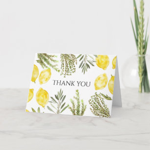 Convite Herbos Botânicos Lemons Watercolor Obrigado