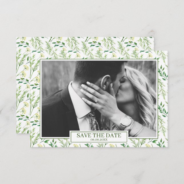 Convite Herbos Botânicos Primavera Verde Salvem a Data (Frente/Verso)