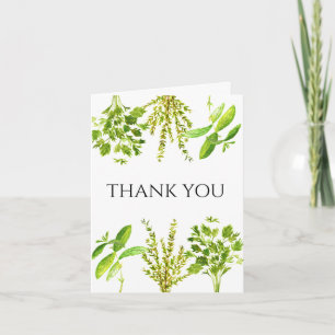 Convite Herbos Botânicos Thyme Mint Watercolor Obrigado