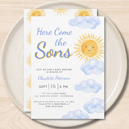 Convite Here Come The Sons Twin Boys Baby Shower