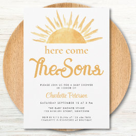 Convite Here Come The Sons Twin Boy's Baby Shower