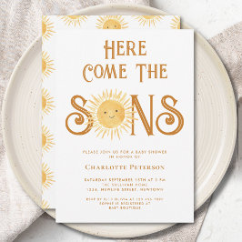 Convite Here Come The Sons Twin Boys Baby Shower