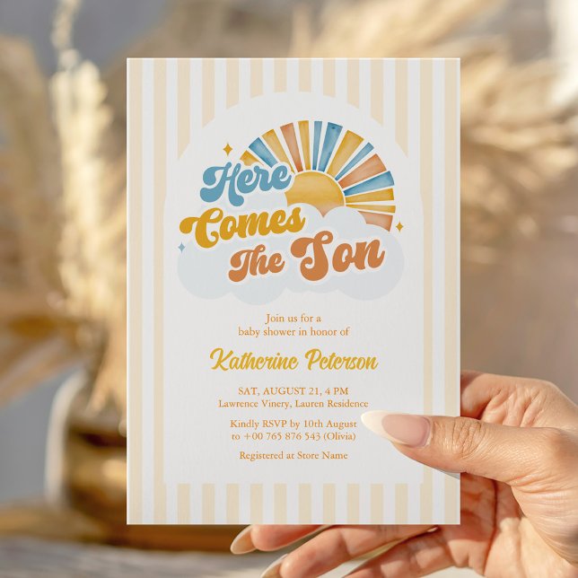 Convite Here Comes the Son Baby Shower Invitation (Criador carregado)