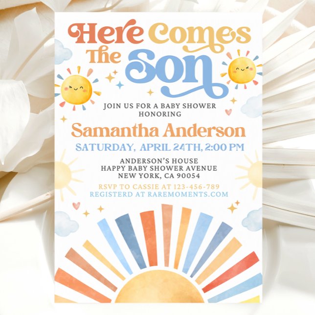 Convite Here Comes The Son Baby Shower Invitation (Criador carregado)