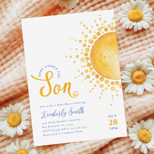 Convite Here Comes the Son Baby Shower Invitation (Criador carregado)