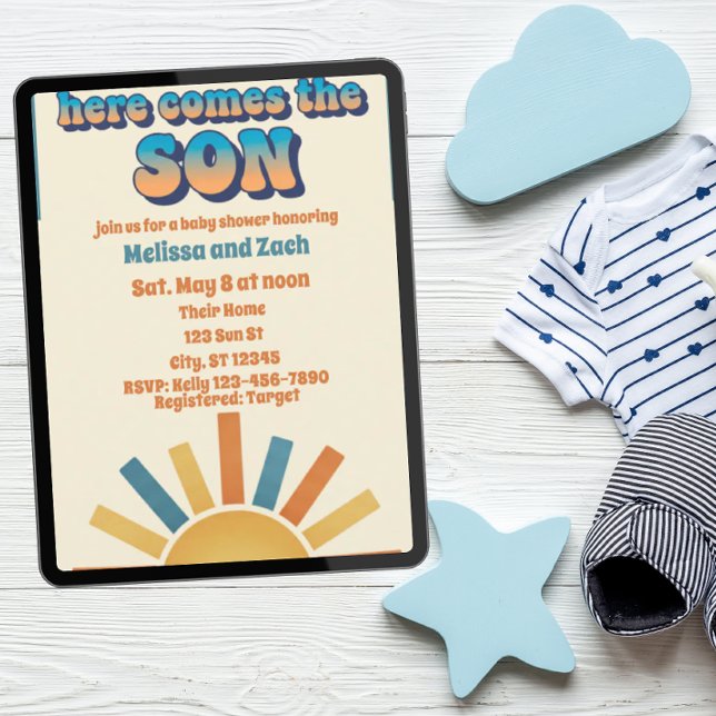 Convite Here Comes the SON, Boho Sun Baby Shower (Criador carregado)