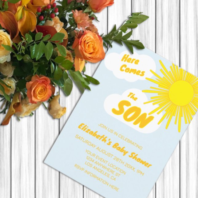 Convite Here Comes The Son Boy Baby Shower (Criador carregado)