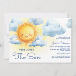 Convite Here Comes The Son Summer Baby Shower