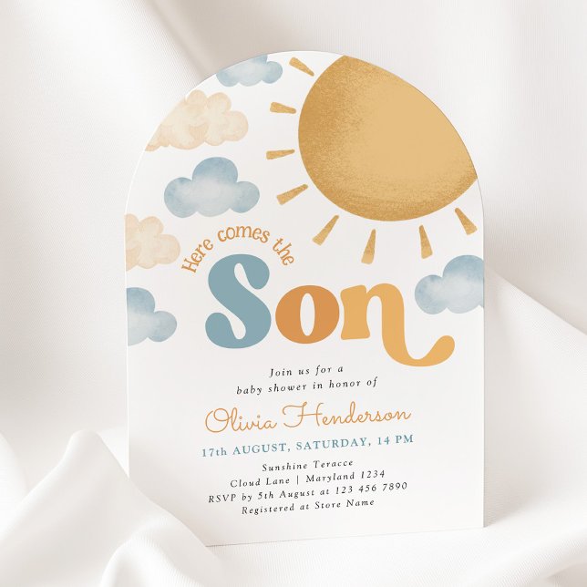 Convite Here Comes the Son Sunshine Baby Shower Invitation (Criador carregado)