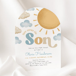 Convite Here Comes the Son Sunshine Baby Shower Invitation