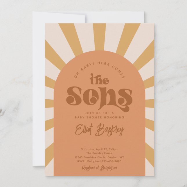 Convite Here Comes The Sons Baby Shower Invitation  (Frente)