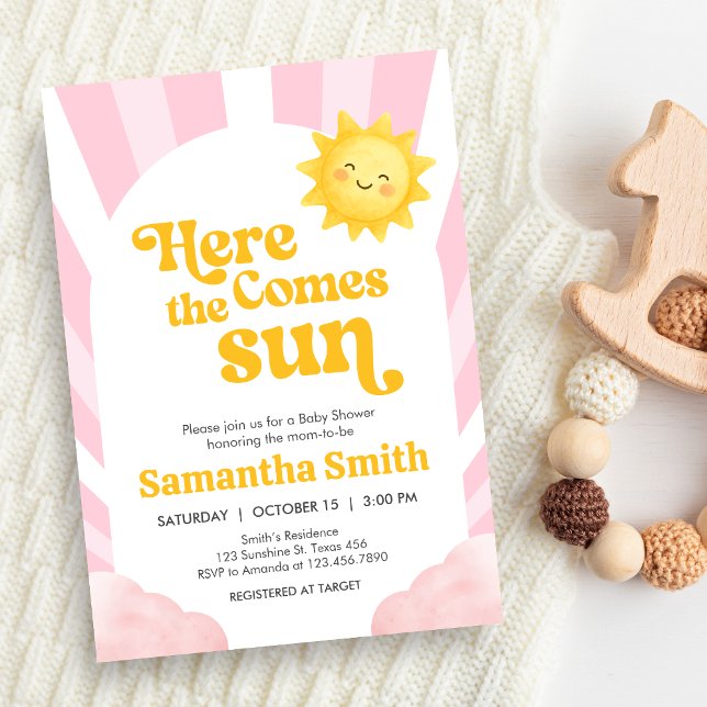 Convite Here Comes the Sun Baby Shower (Sunshine Baby Shower Invitation)