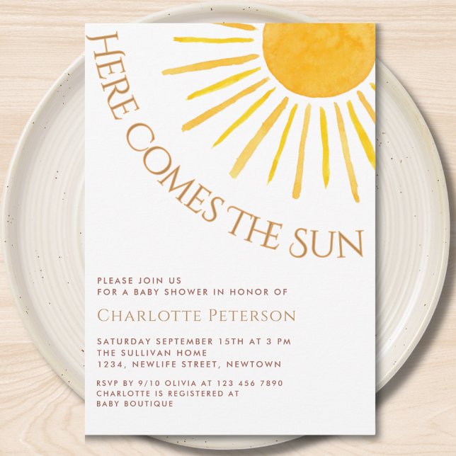 Convite Here Comes The Sun Baby Shower (Criador carregado)