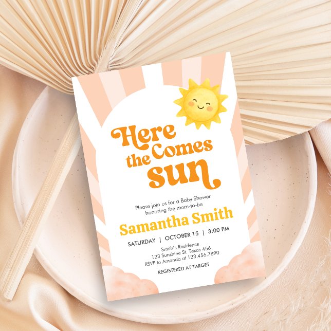 Convite Here Comes the Sun Baby Shower Invitation (Sunshine Baby Shower Invitation)