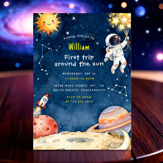 Convite Here Space First Trip Around The Sun 1st Birthday