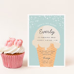 Convite Here's The Scoop Ice Cream Cone Kid Birthday Party<br><div class="desc">Announce your little one's summer birthday celebration with these festive ice cream themed invitations in a soft pastel color palette. Modern design features a waffle cone with a scoop of vanilla ice cream with "here's the scoop" arched across the top, and your child's birthday party details beneath on a soft...</div>