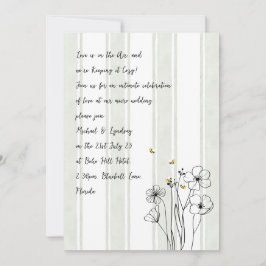 Convite Heritage Bees Modern Handwritten Handdrawn Wedding