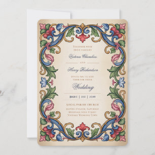Convite Heritage Casamento Joia Dourada Renascentista Me