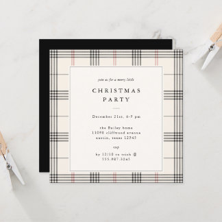 Convite HERITAGE | Cream Tartan Christmas Party