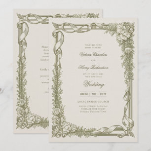 Convite Heritage Edwardian Fita Floral Casamento