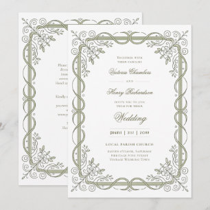 Convite Heritage Edwardian Sage Ribbon Scroll
