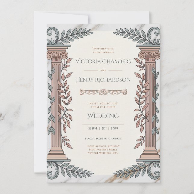 Convite Heritage | Neoclassical Greco-Roman Wedding (Frente)
