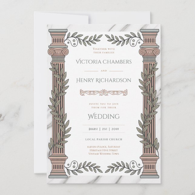 Convite Heritage | Neoclassical Greco-Roman Wedding (Frente)