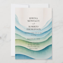 Convite Heritage Ocean Wave Watercolor Coastal Wedding
