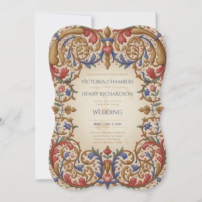 Convite Heritage | Renaissance Baroque Ornate Wedding (Frente)