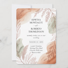 Convite Heritage Terracotta and Sage Botanical Wedding