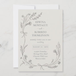 Convite Heritage Wildflower and Ribbon Line Art Elegant We