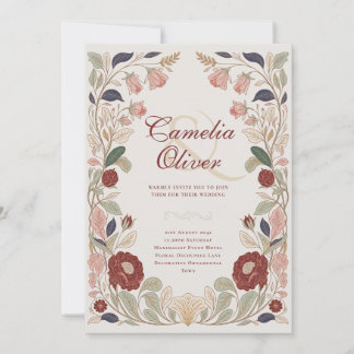 Convite Heritage William Morris Inspired Wedding Botanical