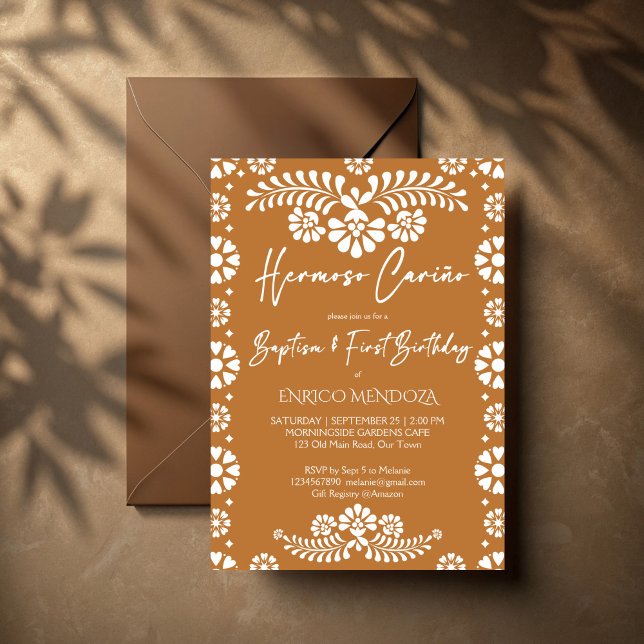 Convite Hermoso carino terracotta aniversário mexicano (Hermoso carino terracotta Mexican fiesta birthday party 
 baptism Invitation cards  template)