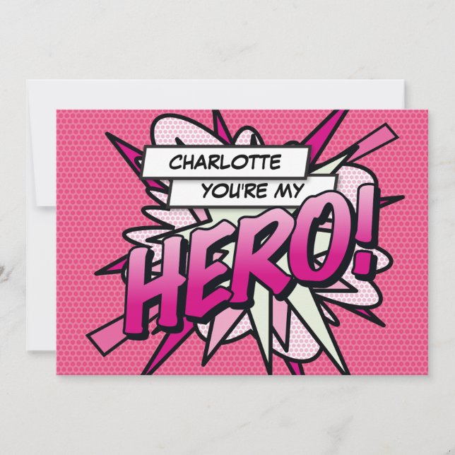 Convite HERO Diversão Quadrinhos Retro Arte Pop (Frente)
